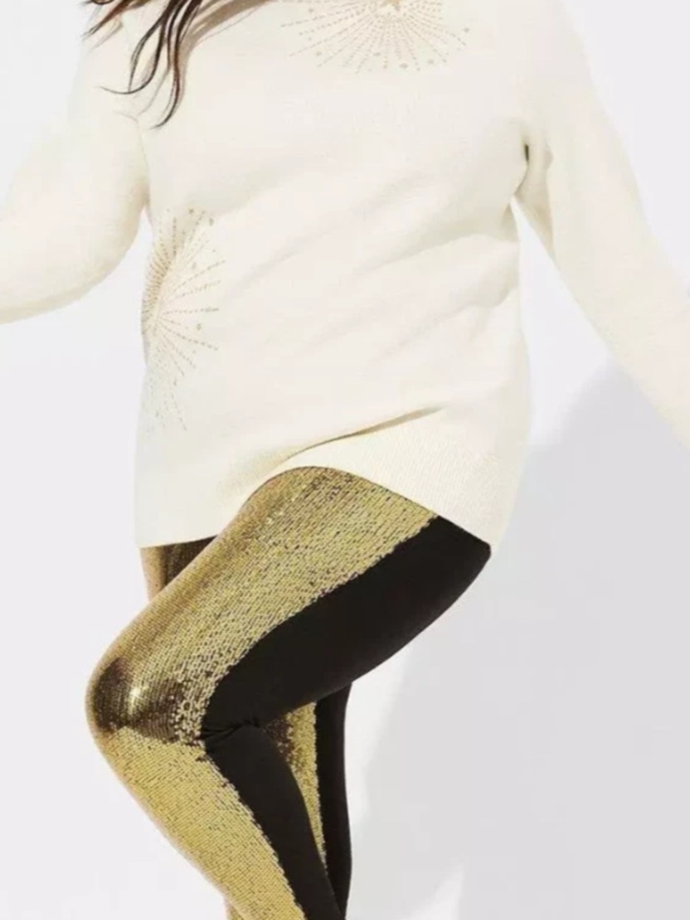 Torrid Full Length Signature Waist Gold Sequin Front Black Leggings 2X 18/20 NWT